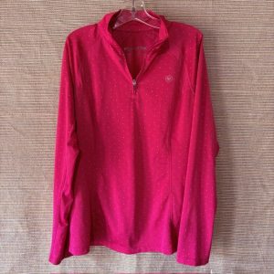 Ladies Ariat Tek Pink Polka Dot Sun Shirt size Medium