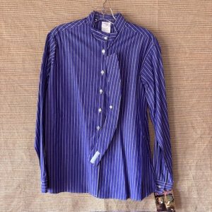 Ladies Devon Aire Blue Striped Show Shirt size 36R
