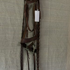 Vintage Light Brown/Chestnut Hunt Bridle w/Reins and 5" Loose Ring Bit OS