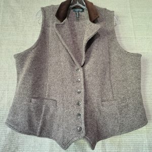 Ladies Ralph Lauren Brown Tweed Wool Vest XL